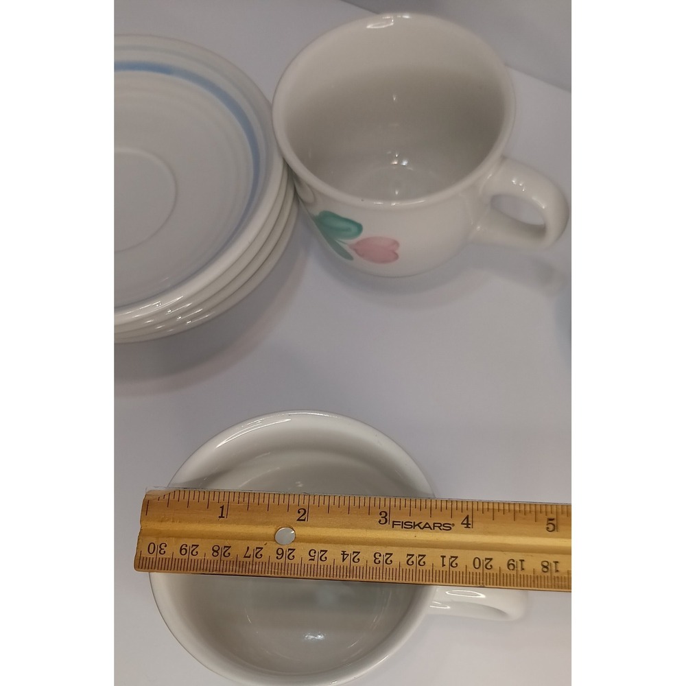 VINTAGE 80s japan Stoneware Tulipano Capri Cups Saucers cottagecore grandmacore - Picture 4 of 6